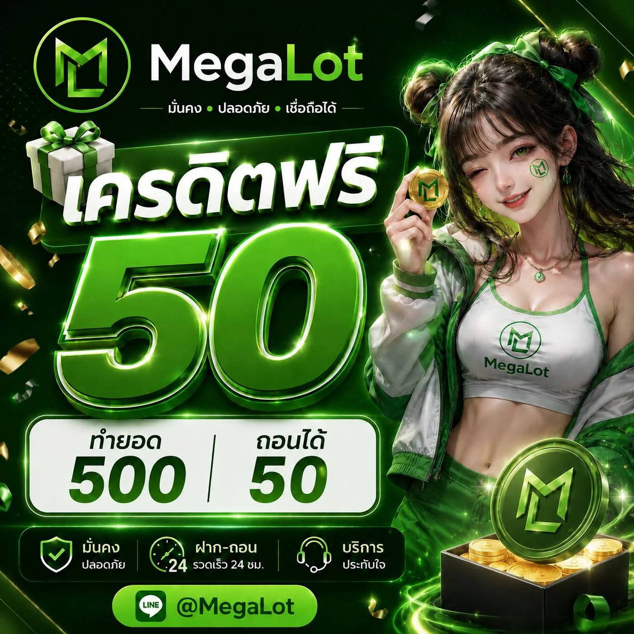 หน้าล็อบบี้ MEGALOT รวมค่ายเกมสล็อตเว็บตรงชั้นนำ